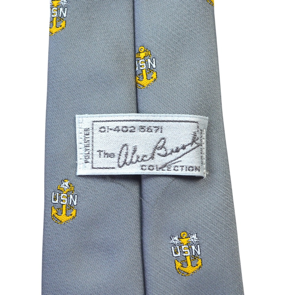 Alec Brook Collection US Navy USN Anchor Gray Polyester Necktie 01-402-5671